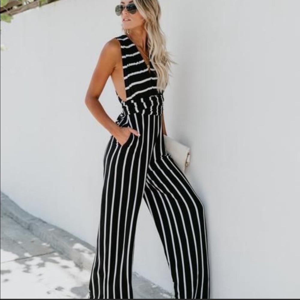 Black/White Striped VICI multi-way Jumpsuit